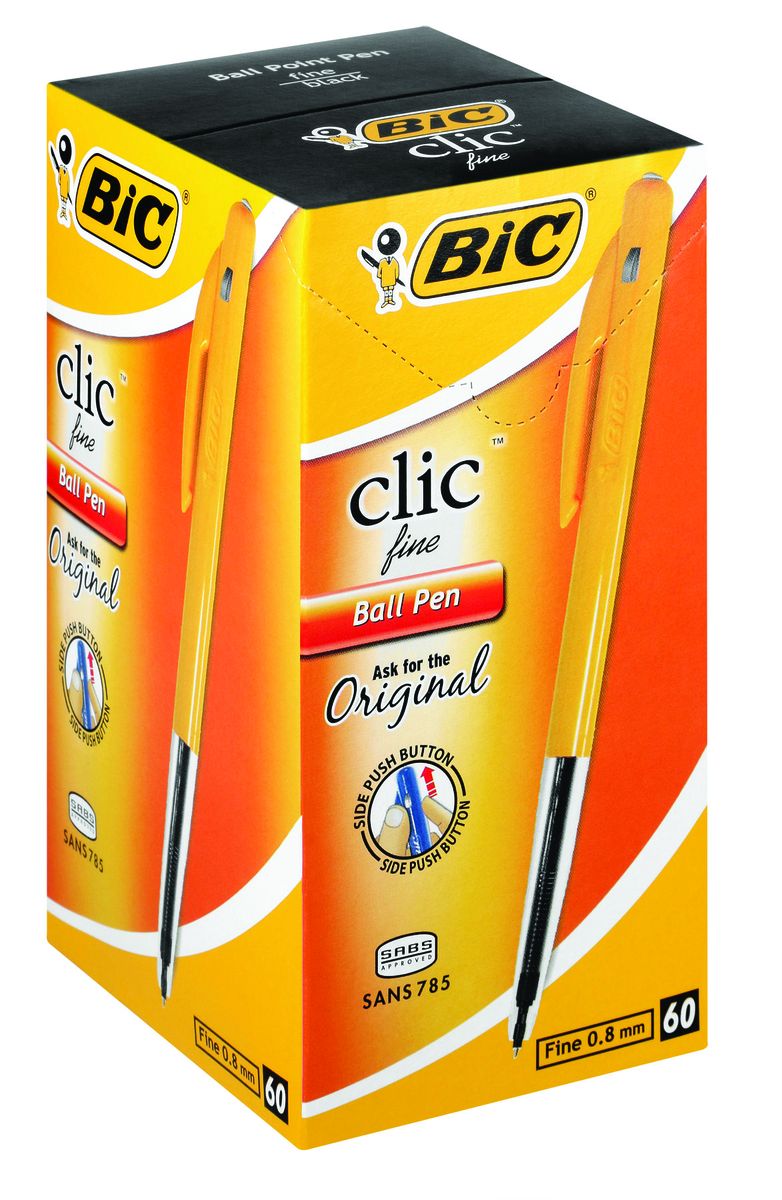 BIC Clic Fine Ball Point Pen Black (Box of 60) Shop Today. Get it